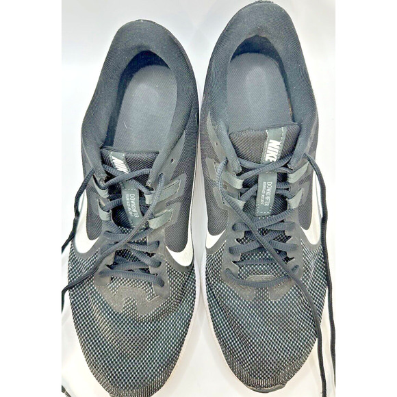 Nike Downshifter 9 Shoes Men's 12 Black White Swoosh Anthracite Trainers Sport - Picture 5 of 7